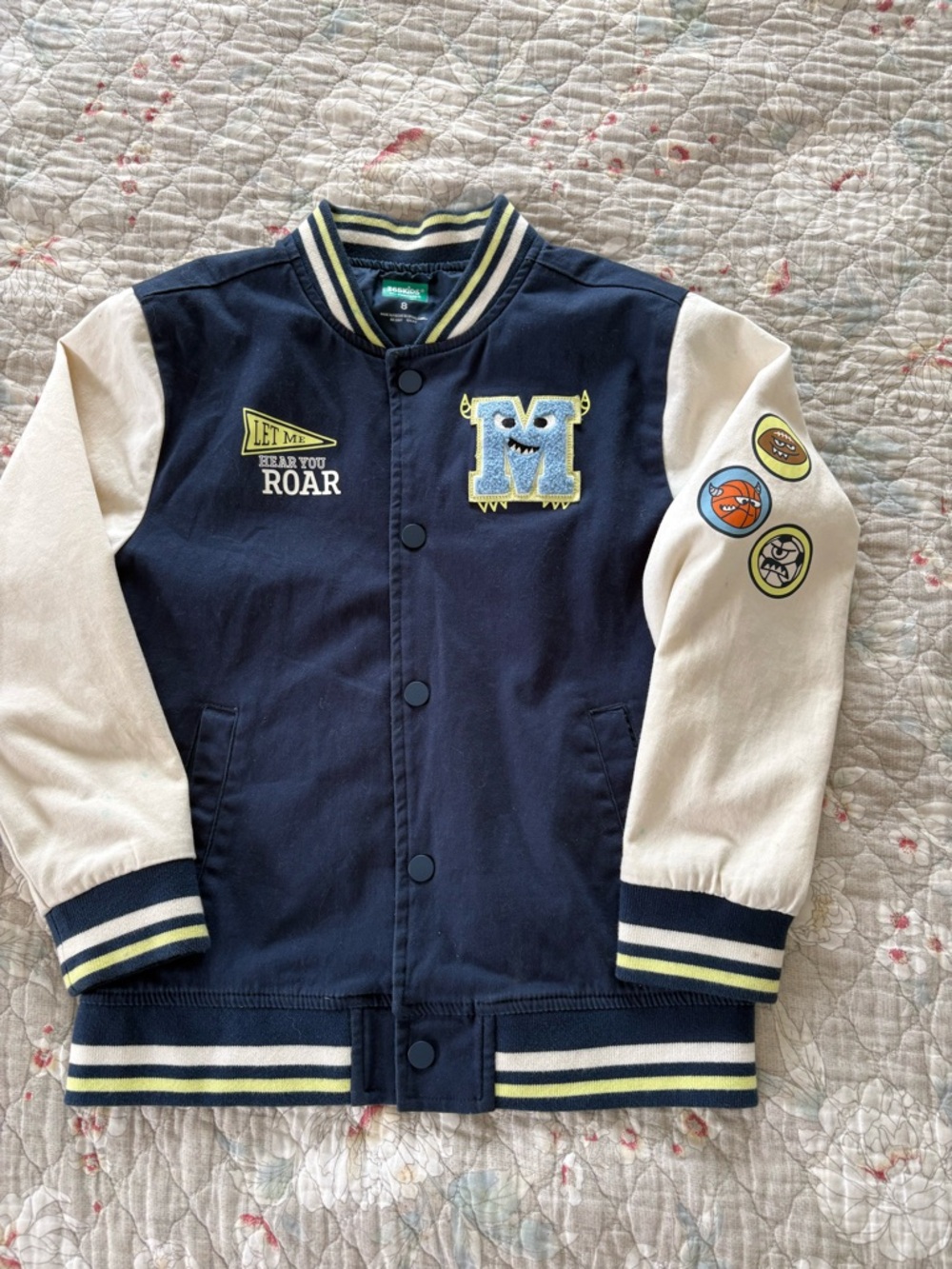 Garanimals Navy and Cream Monster Varsity Jacket